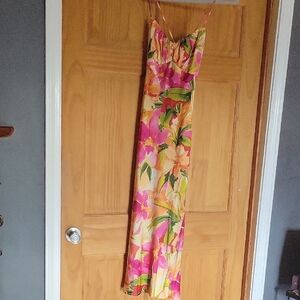 Vibrant Pink and Yellow Maxi Dress